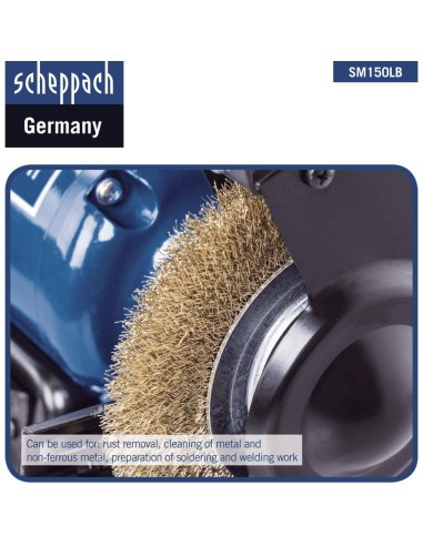 Smerigliatrice da banco mola spazzola da 6" &oslash;150 Scheppach sm150lb luce-led 400w