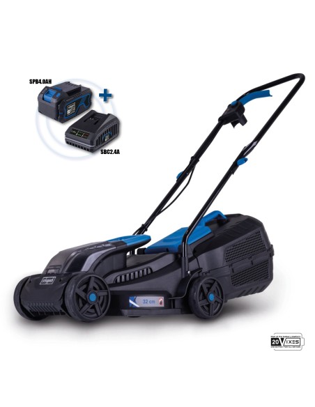 1 - Tondeuse 20V 32cm 1 batterie 4.0Ah + chargeur ixes Scheppach bc-mp320-x
