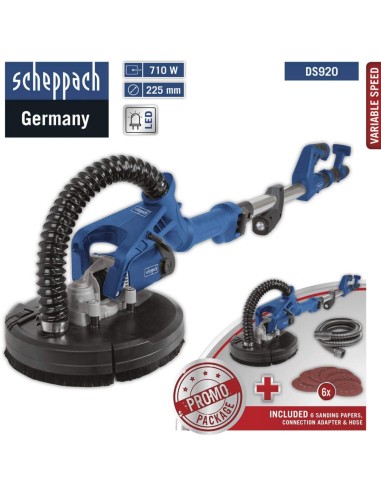 2 - Ponceuse murale telescopique 710w disque 225 mm Scheppach ds920
