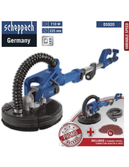 2 - Ponceuse murale telescopique 710w disque 225 mm Scheppach ds920