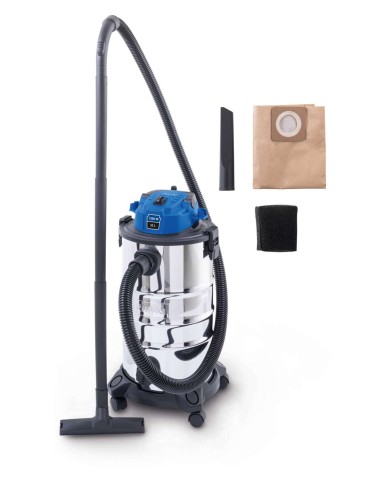 1 - Aspirateur eau et poussiere inox 1200W 30L Scheppach VC30V2