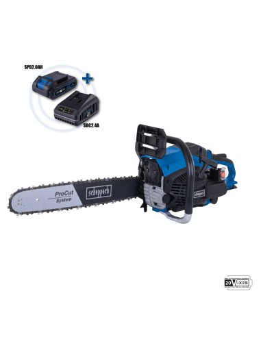 Tronconneuse a essence 56cc demarrage a batterie procut 51 cm Scheppach pcs56