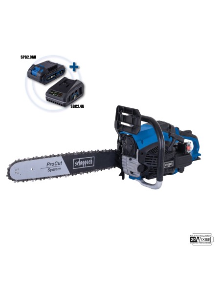 Tronconneuse a essence 56cc demarrage a batterie procut 51 cm Scheppach pcs56