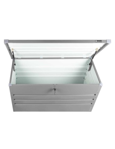 3 - Conteneur boite de jardin en metal gris 132x61x62 cm Zipper zi-gab132an