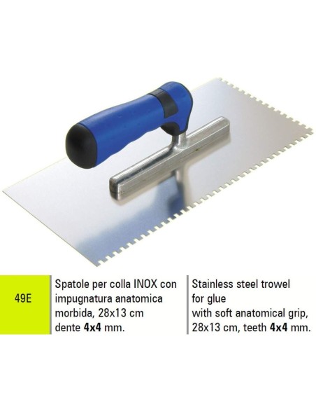 1 - Spatule žü adhžësif dentelžëe en acier inoxydable Sigma 49e 28x13 cm dent 4x4 mm