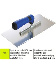 1 - Spatule žü adhžësif dentelžëe en acier inoxydable Sigma 49f 28x13 cm dent 6x6 mm
