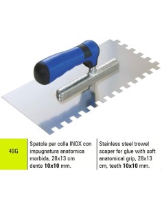 1 - Spatule žü adhžësif dentelžëe en acier inoxydable Sigma 49g 28x13 cm dent 10x10 mm