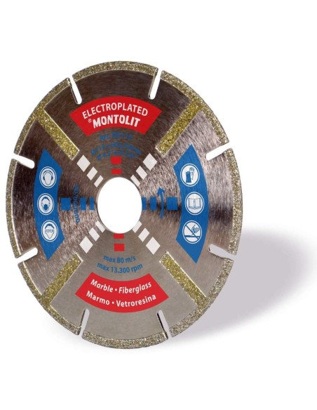 1 - DISQUE DE DIAMANT 125 MM POUR MARBRE FIBRE DE VERRE MONTOLIT ELECTROPLATED ED125