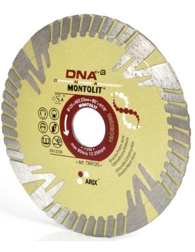 1 - DISQUE DE DIAMANT 125 MM POUR GRANIT PIERRE DURE BÉTON BATIMENT GRÈS CÉRAME MONTOLIT DNA TXH125
