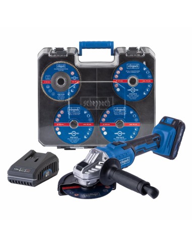 2 - Meuleuse d'Angle sans Fil 20V 125mm avec Disques et Coffret Scheppach c-atb15/1-x