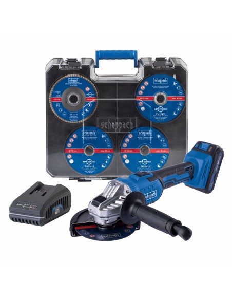 2 - Meuleuse d'Angle sans Fil 20V 125mm avec Disques et Coffret Scheppach c-atb15/1-x