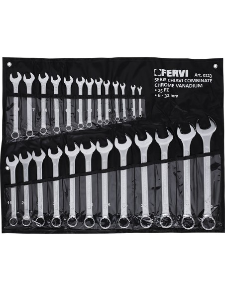 1 - Coffre de jeu 25 pièces clé plate métrique outil 6-32 mm fervi 0223