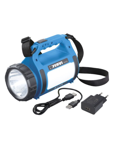 1 - Lampe torche led portable rechargeable usb fervi 0123