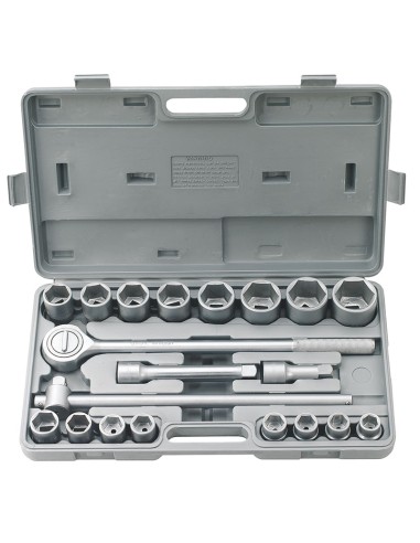 1 - Coffret 20 pcs clé à cliquet douille métrique 3/4" fervi 0181