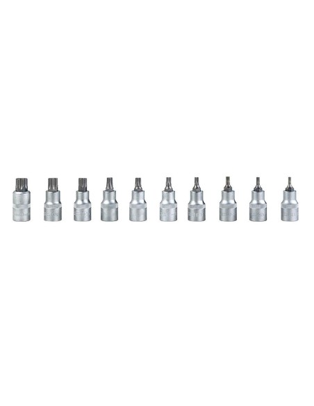 2 - Jeu de 10 clés douille mâle intérieur embout 1/2" torx t20-t70 fervi 0622