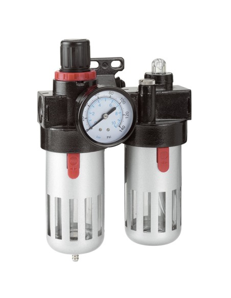 1 - Regulateur avec manometre lubrificateur huile pour compresseur fervi 0777/3