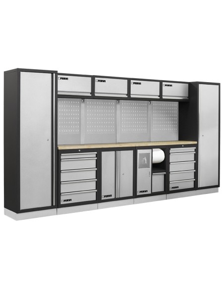1 - Mobiliers d'atelier ensemble etabli râtelier armoire garage fervi a007b