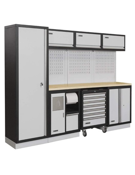 3 - Mobiliers d'atelier ensemble etabli râtelier armoire garage fervi a007e