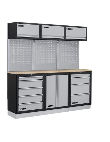 1 - Mobiliers d'atelier ensemble etabli râtelier armoire garage fervi a007n