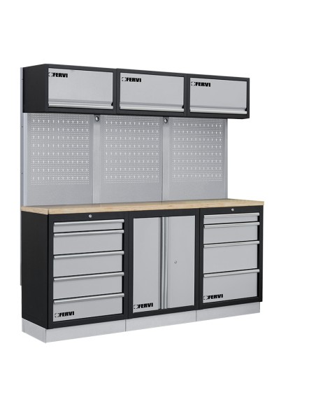 1 - Mobiliers d'atelier ensemble etabli râtelier armoire garage fervi a007n