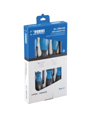 1 - Jeu de 6 tournevis magnétique fervi c880/006