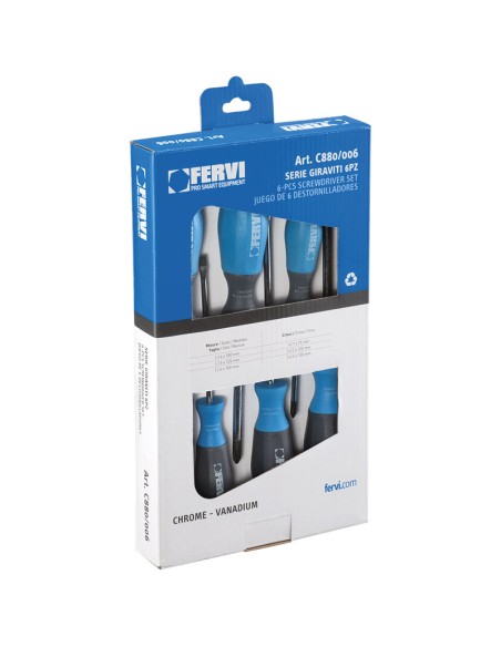 1 - Jeu de 6 tournevis magnétique fervi c880/006