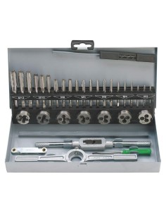 1 - 32 PIÈCES COFFRET DE TARAUDS ET FILIÈRES EN ACIER TUNGSTÈNE M3-M12 FERVI M032