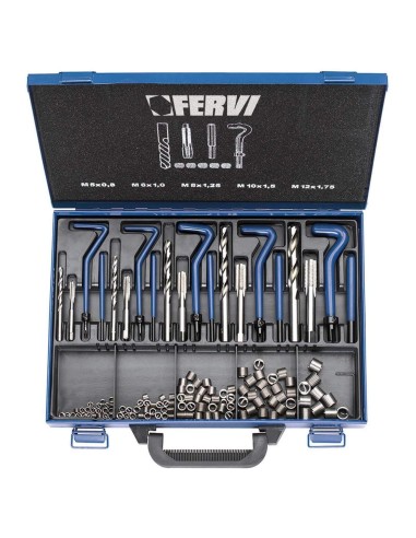 1 - kit coffret réparation 130 pcs des filets taraudages métrique m5-m12 fervi e010