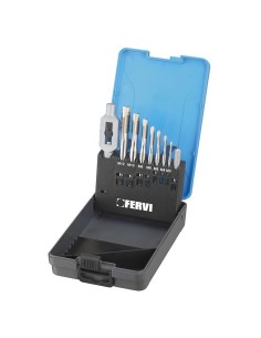 1 - Coffret de tarauds hss serie mâle trous passants m3 à m12 fervi m312/p