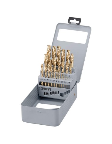 1 - Foret forage acier briques set outil revêtement 1 - 13 mm hss tin fervi p062