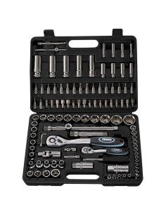 1 - Coffret 108 pcs clé à cliquet douille métrique 1/4" et 1/2" fervi s108