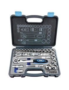 1 - Coffret 28 pcs clé à cliquet douille métrique 1/2" fervi s328