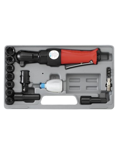 1 - Set tournevis à cliquet pneumatique + accessoires outil air comprimé fervi 0046