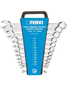 1 - Coffre de jeu 12 pièces clé plate métrique outil 6-22 mm fervi 0199