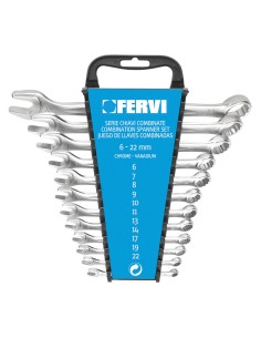 1 - Coffre de jeu 12 pièces clé plate métrique outil 6-22 mm fervi 0546
