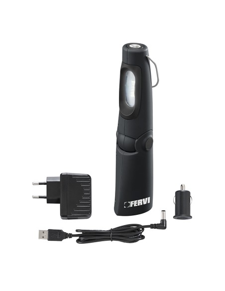 1 - 230V LAMPE À LED RECHARGEABLE MAGNETIQUE TORCHE PORTABLE FERVI 0889