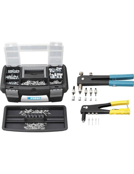 1 - Pince à riveter riveteuse set rivetage valise fervi s018