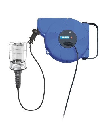 1 - Enrouleur de câble 14 metres ip20 avec support de lampe e27 fervi 0428
