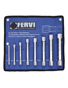 1 - Jeu de 8 cles a douilles hexagonales 6x7 - 20x22 mm Fervi 0442