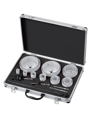 1 - Kit scies cloche industrie en mallette 21 pieces pour perceuse Fervi 0712/010