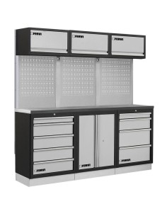 1 - Mobilier atelier modulable avec plateau armoires et tiroirs en inox Fervi a008n