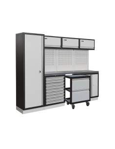 1 - Mobilier atelier modulable avec plateau armoires et tiroirs en inox Fervi a008s