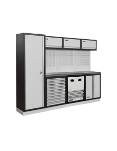 1 - Mobilier atelier modulable avec plateau armoires et tiroirs en inox Fervi a008u