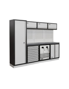 1 - Mobilier atelier modulable avec plateau armoires et tiroirs en inox Fervi a008uf