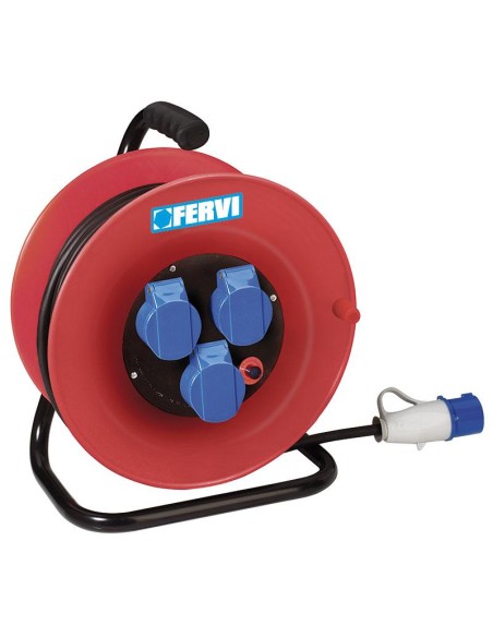 1 - Enrouleur de rallonge electrique 30 m 3x25 cable industriel 230v fervi a010/30