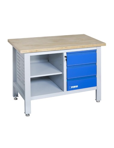 2 - Etabli avec plateau en bois et commode 1200 mm fervi b009/a1