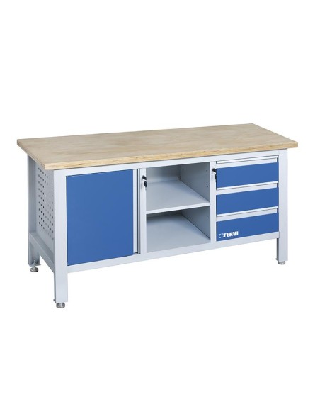 2 - Etabli avec plateau en bois et commode 1690 mm fervi b009/a2