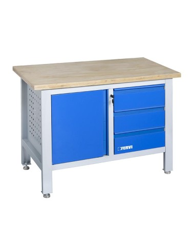 2 - Etabli avec plateau en bois et commode 1200 mm fervi b009/b1