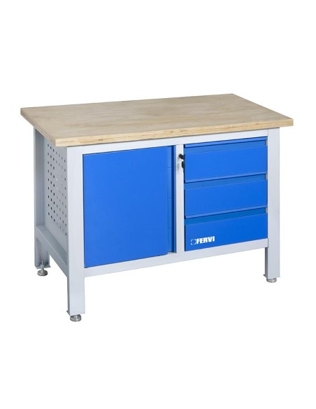 2 - Etabli avec plateau en bois et commode 1200 mm fervi b009/b1