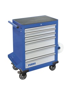 1 - Chariot a outils avec 6 tiroirs 6 Drawer Tool Trolley Fervi c960/f6